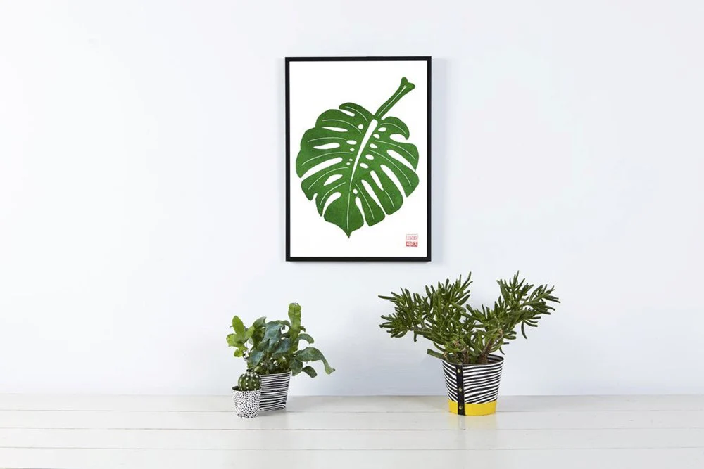 Lino Print - Leaves (A3) - Image 2