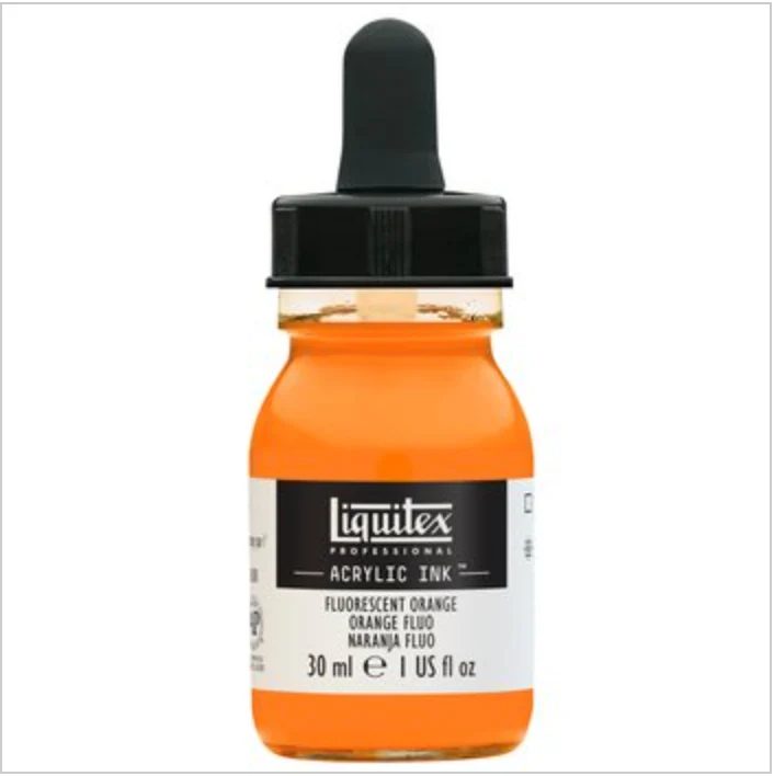 LQX Pro Acrylic Ink 30ml Flourescent Orange - Image 2