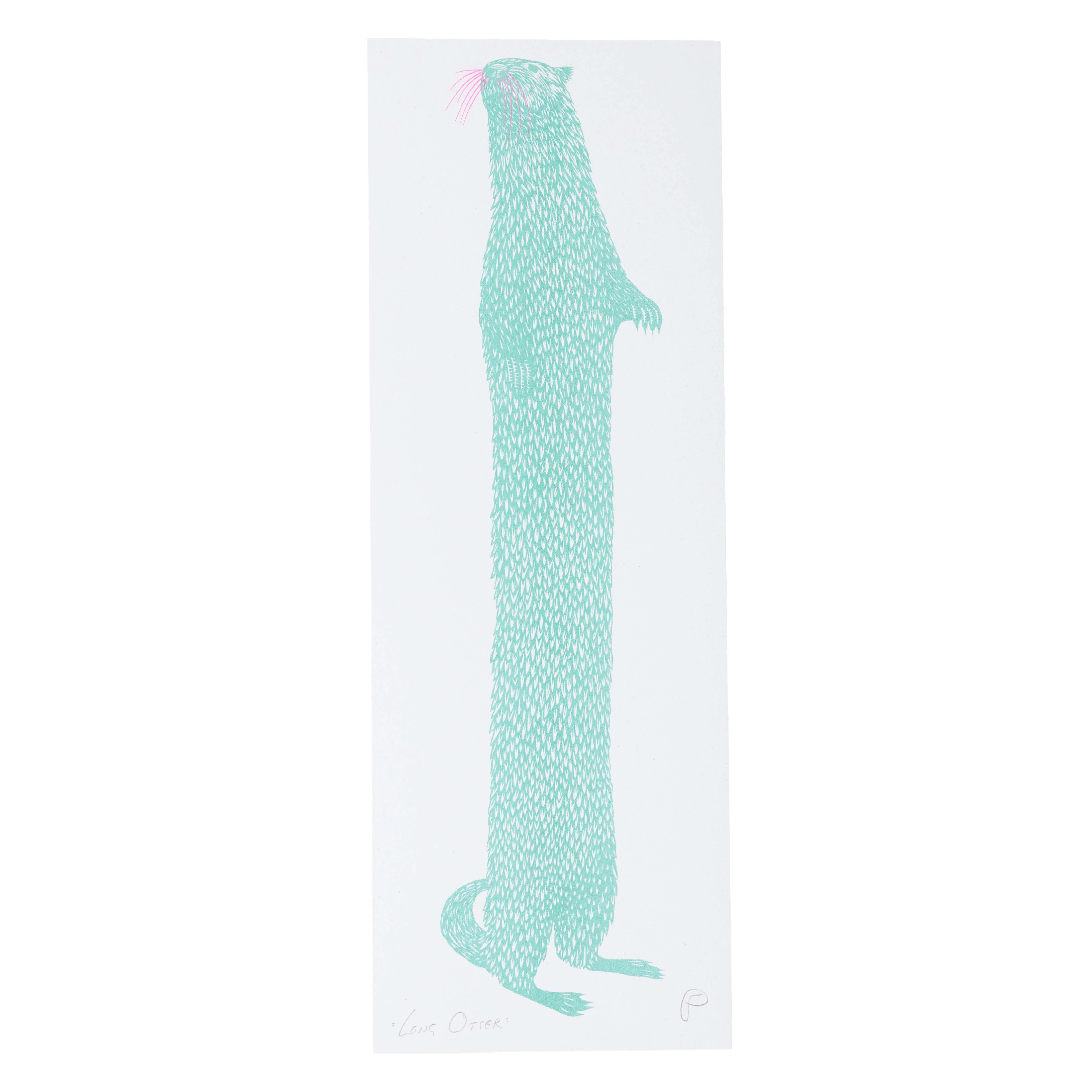 Long Otter Print - Green