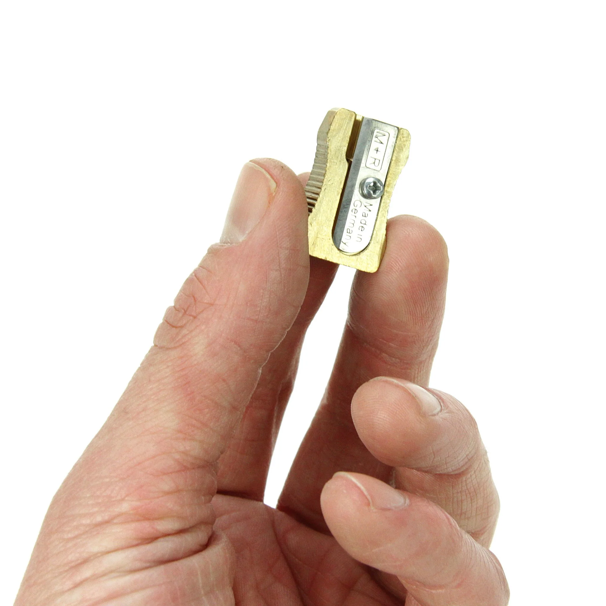 M+R Professional Solid Brass Wedge Single Hole Sharpener - Image 2