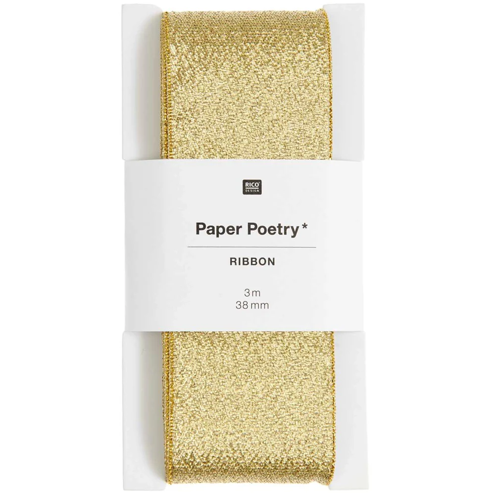 Paper Poetry Metallic Ribbon Glitter Gold 38mm