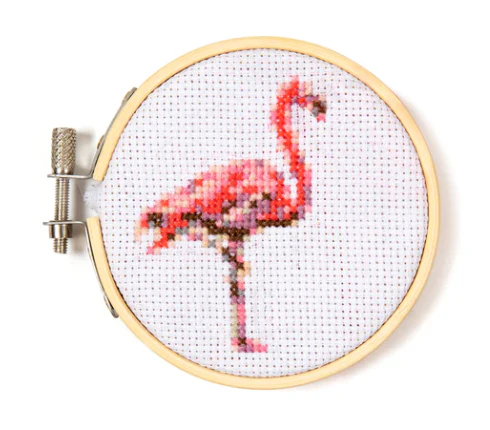 Mini Cross Stitch Embroidery Kit Flamingo - Image 2