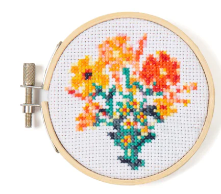 Mini Cross Stitch Embroidery Kit Flowers - Image 2
