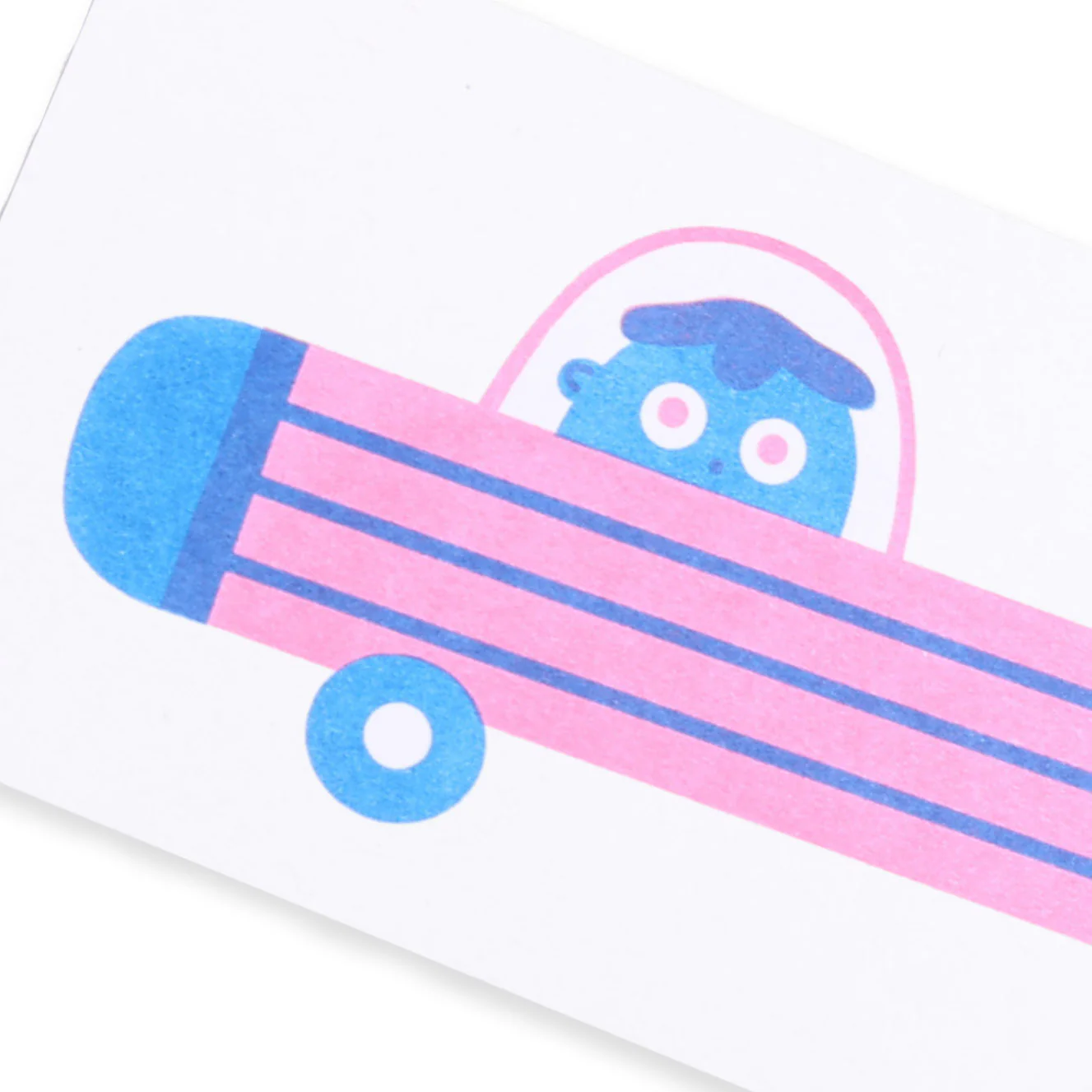 Mini Pencil Car Risograph Print - Image 2