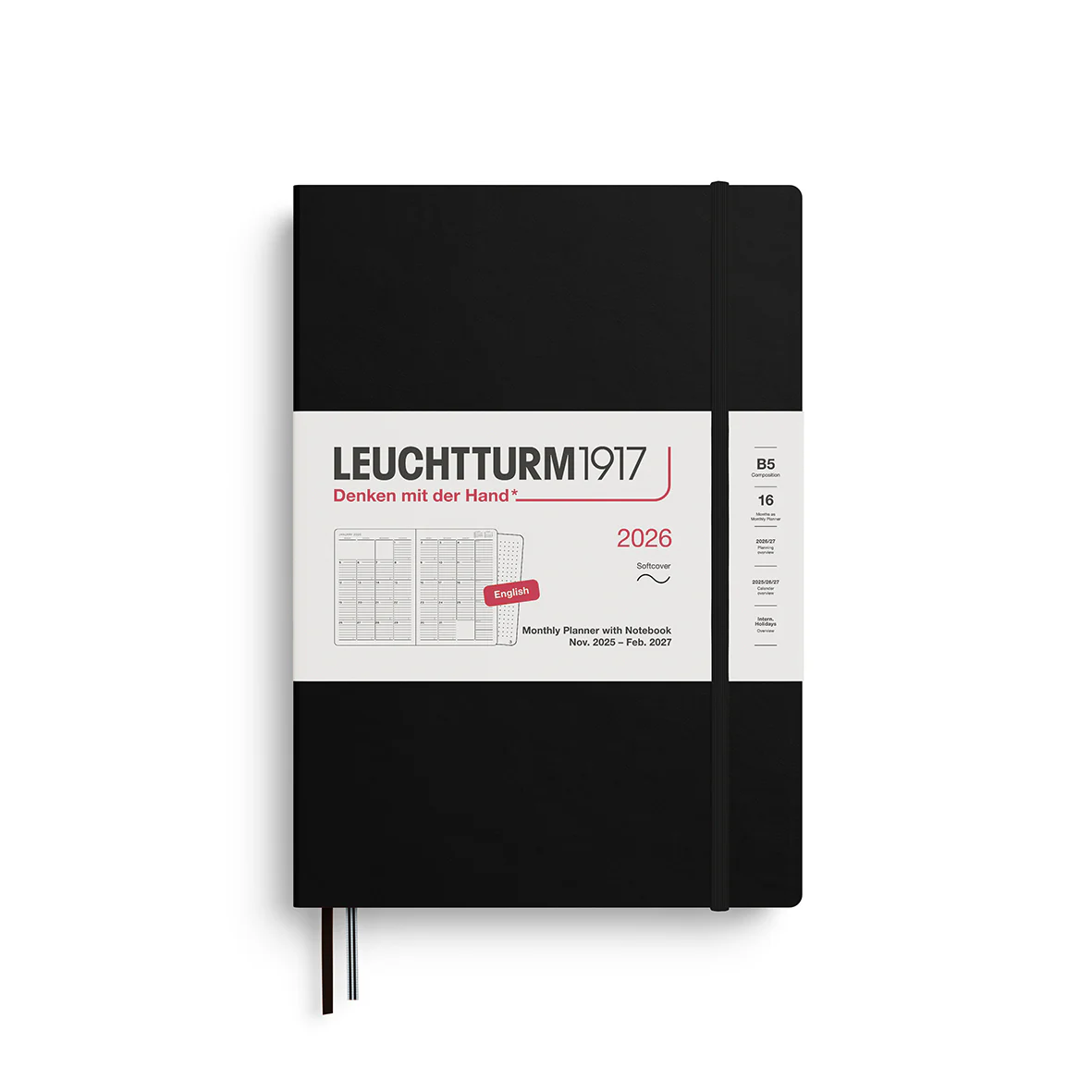 Monthly Planner & Notebook (B5) 2026 16 Months Softcover