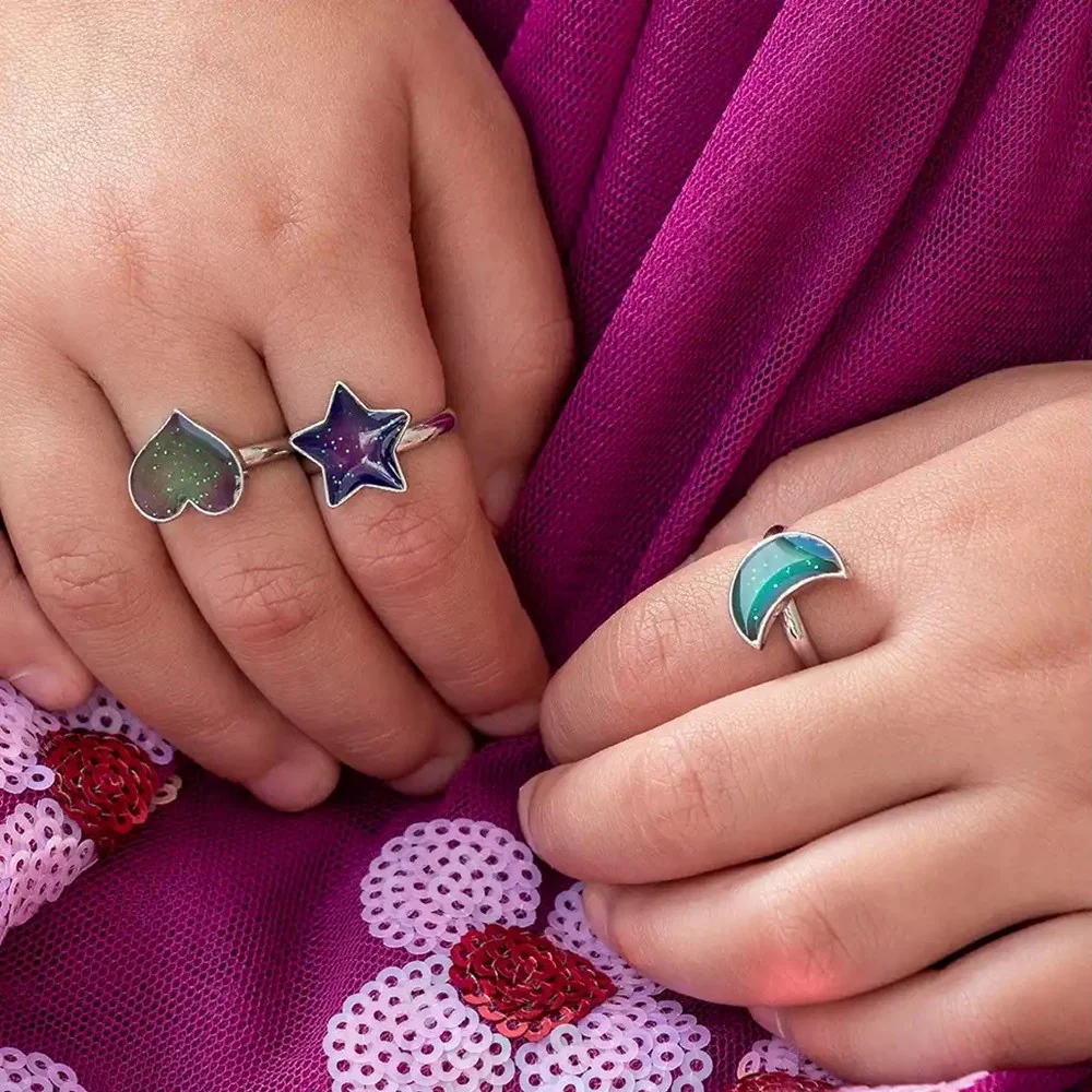 Mood rings (set of 3) - Heart, star & moon - Image 2