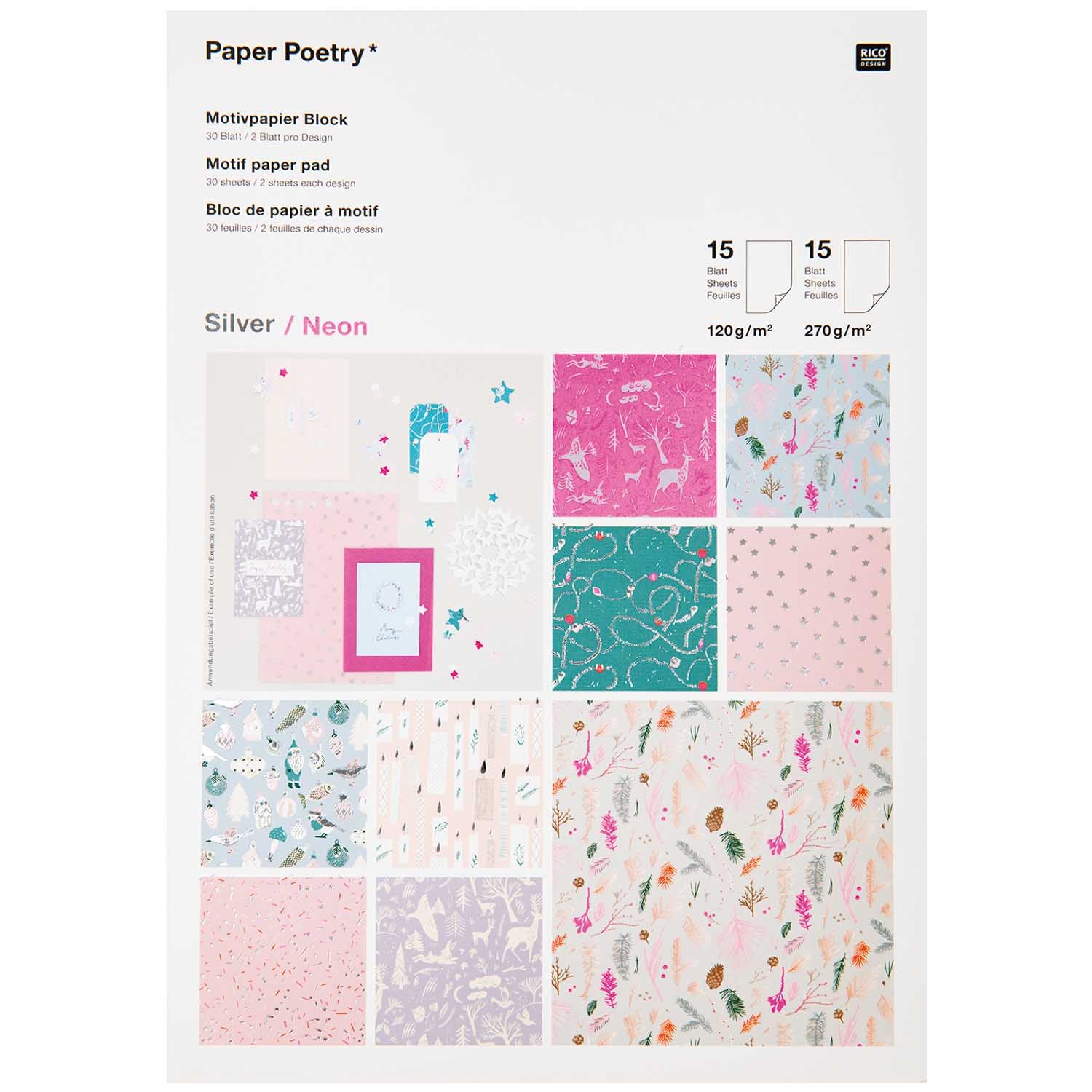 Paper Poetry Motif Paper Pad A4 Nostalgic Christmas Pastel