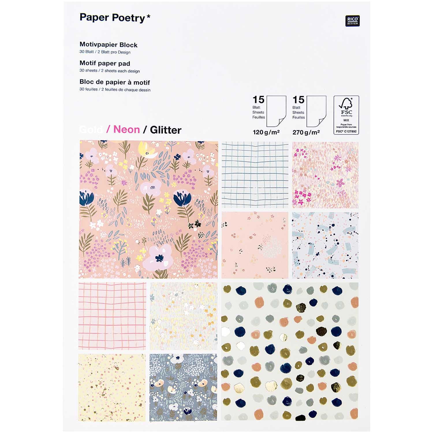 Paper Poetry Motif Paper Pad A4 Craft Nature