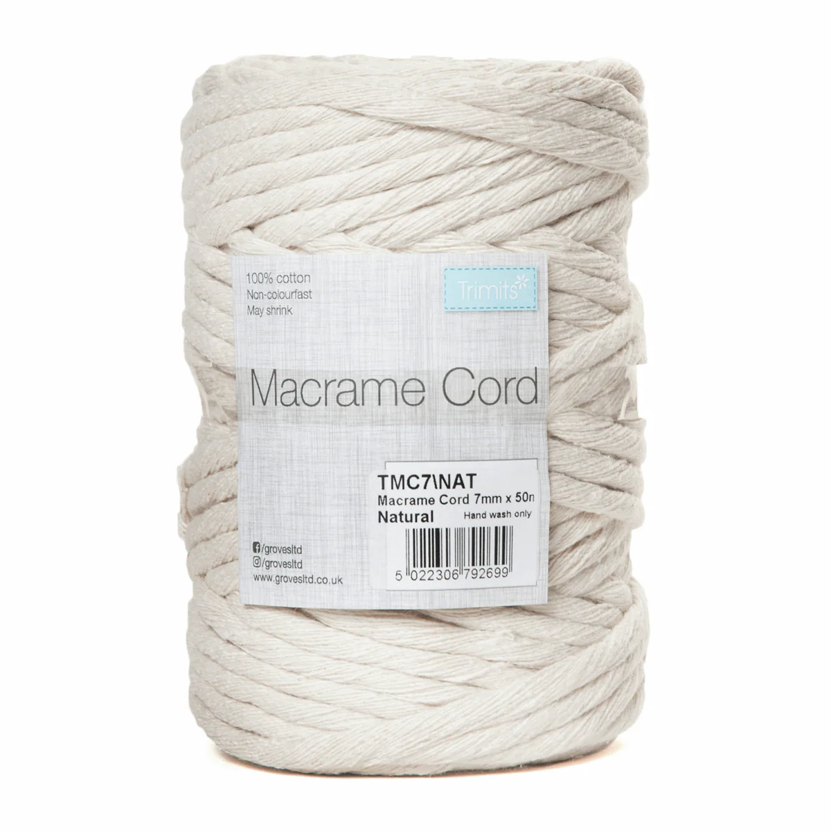 Natural Macrame Cord 7mm