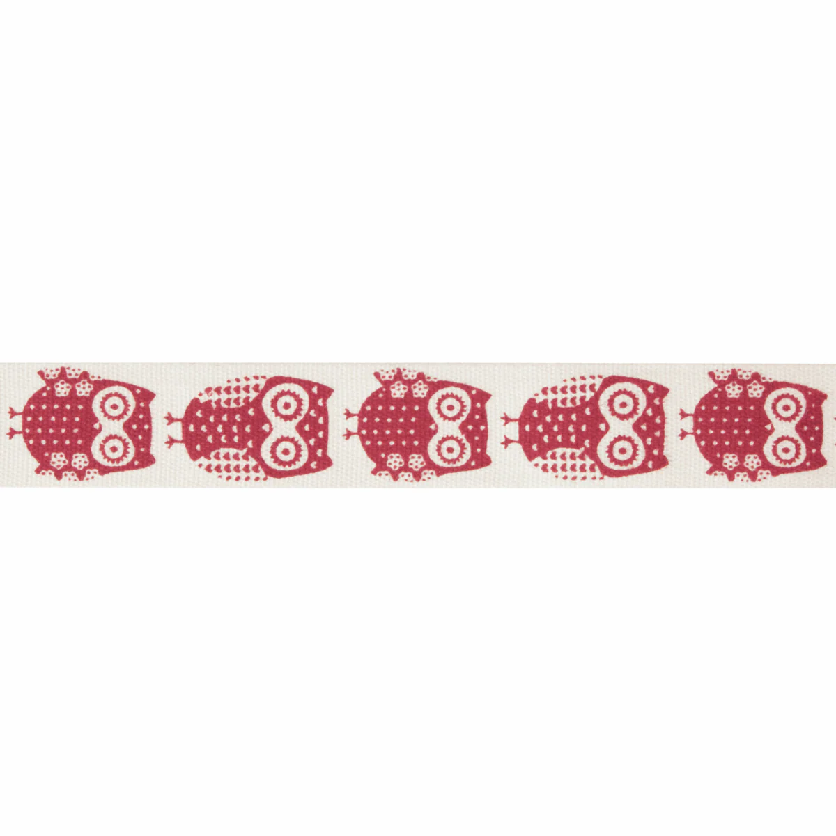 Natural Trim- 5m x 15mm - Owls - Red - Image 2
