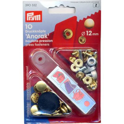 Non-Sew Fastener Anorak 12mm Gilt