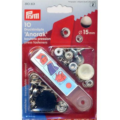Non-Sew Fastener Anorak 15mm N/P