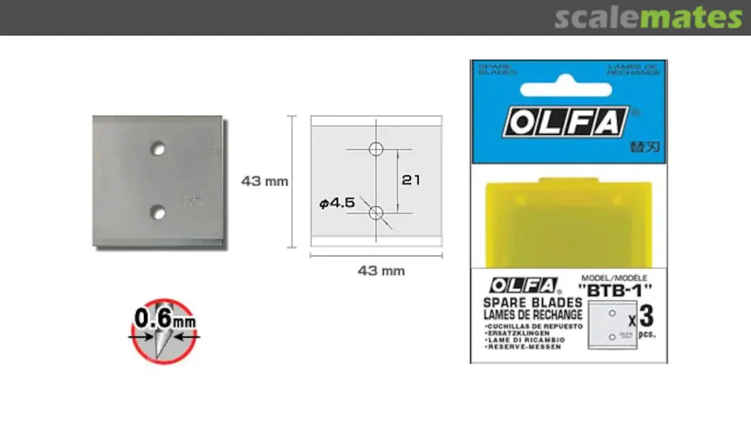 OLFA BTB-1 Spare Blades for BTC-1 Scraper (3 Pack) - Image 2