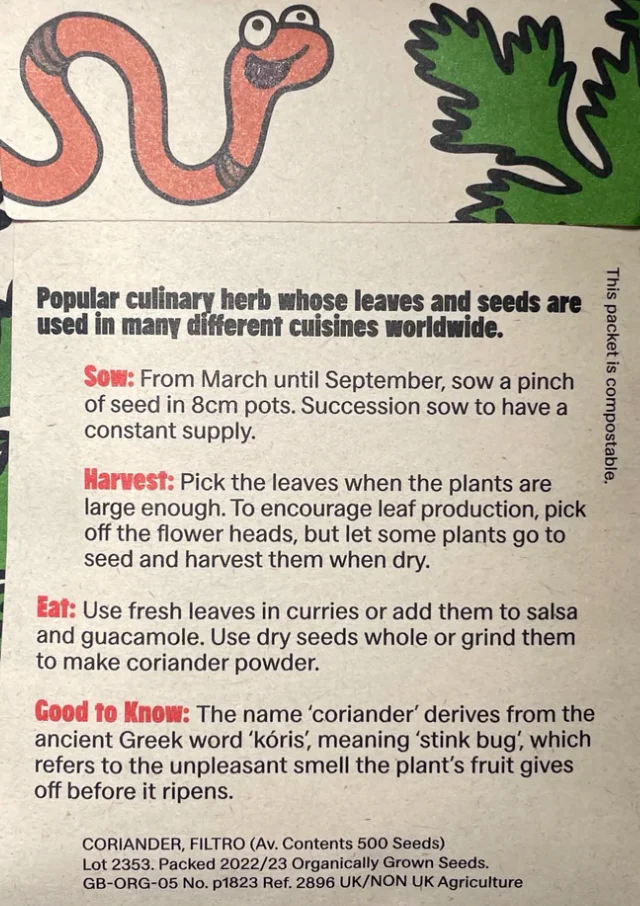 Organic Seeds: Coriander Caribe (Filtro) - Image 2