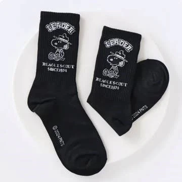 Peanuts Snoopy Scout 50th Celebrate Crew Ankle Socks - Black