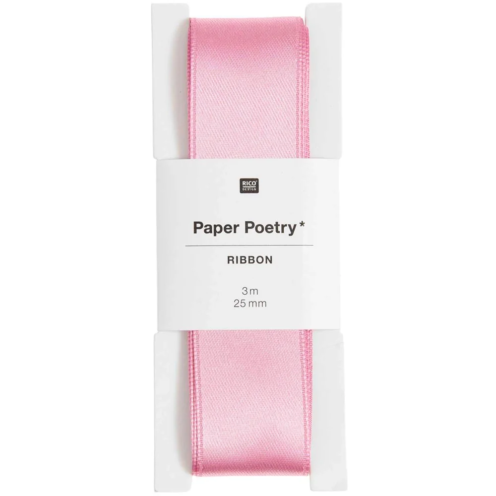 Paper Poetry Satin Ribbon Glossy 25mm x 3m Pink