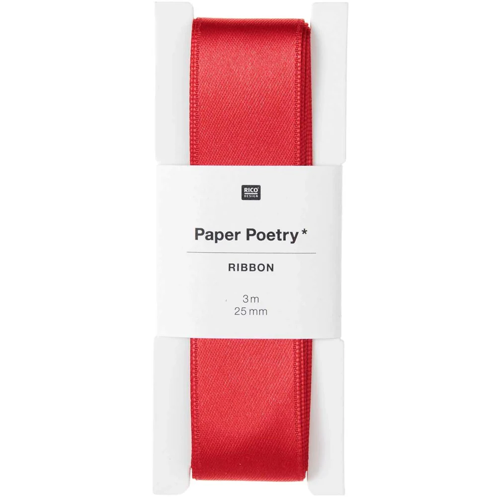 Paper Poetry Satin Ribbon Glossy 25mm x 3m Red