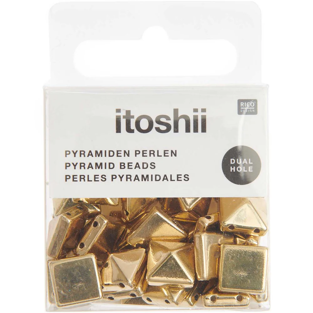 Itoshii Pyramid Beads Square Gold Medium