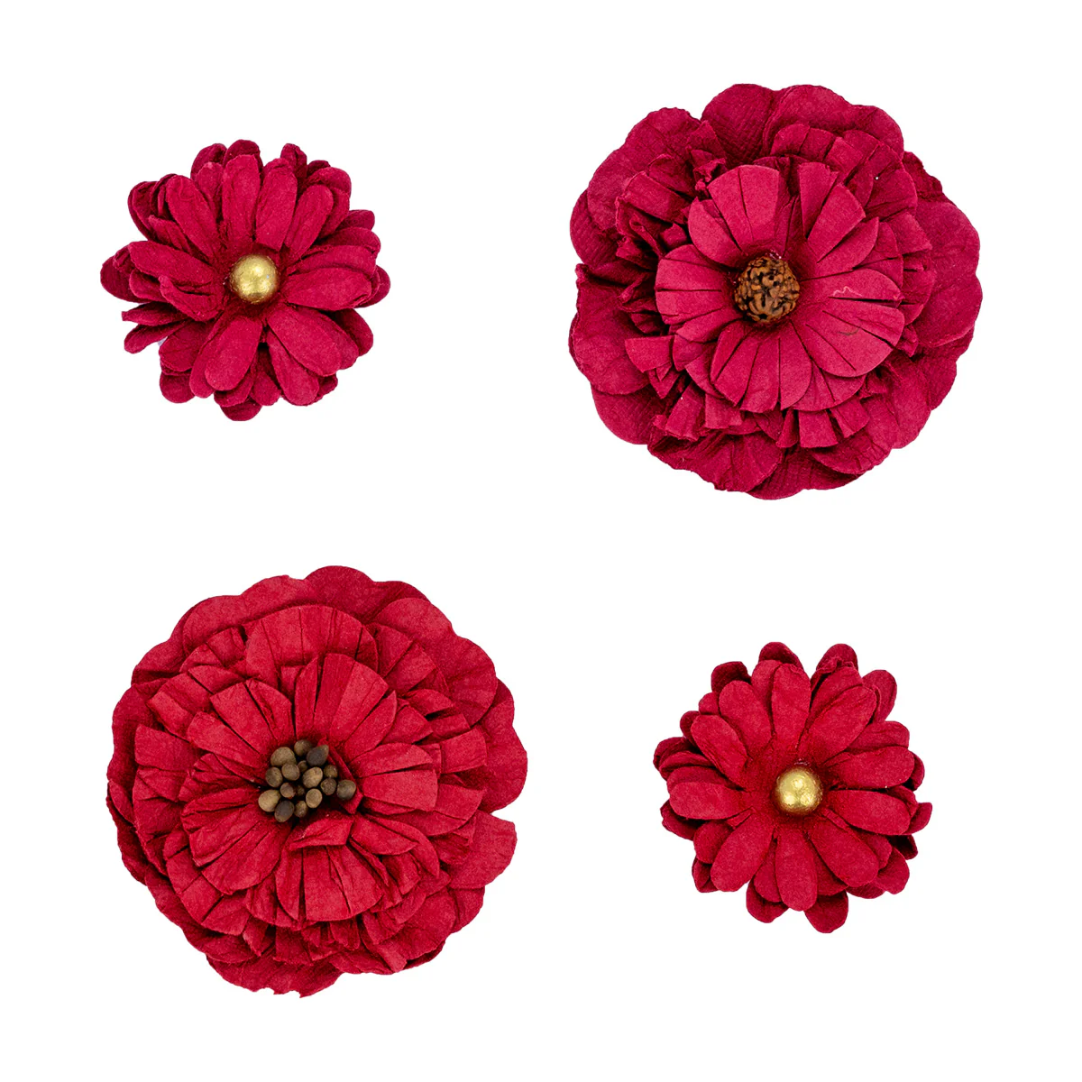 Red Paper Flowers - 4 pack - Image 2