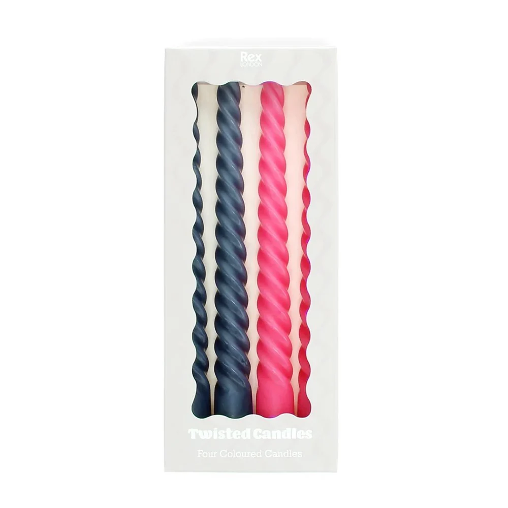 Rex Twisted Candles (4) - Dark Grey and Pink - Image 2