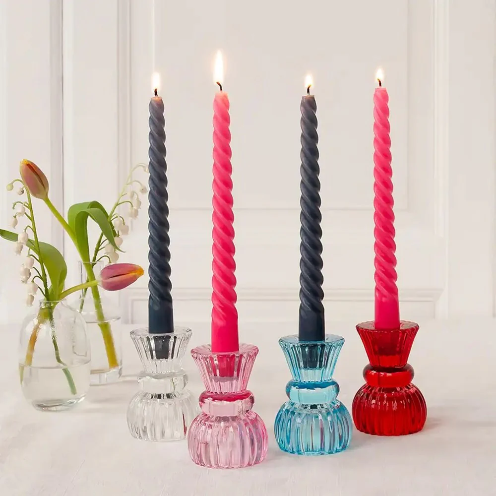Rex Twisted Candles (4) - Dark Grey and Pink - Image 3
