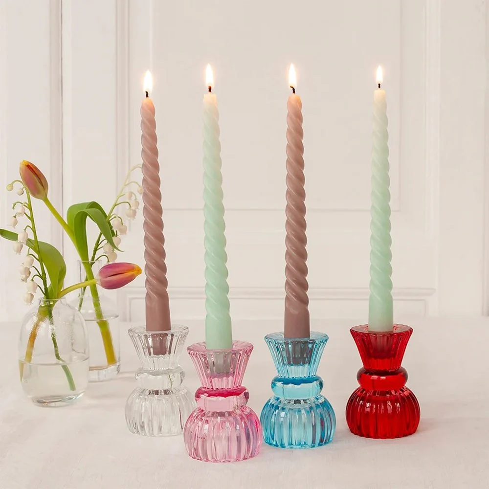 Rex Twisted Candles (4) - Mint Green and Taupe - Image 3