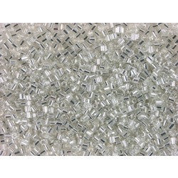 2 Cut Beads Silver Transparent 2mm