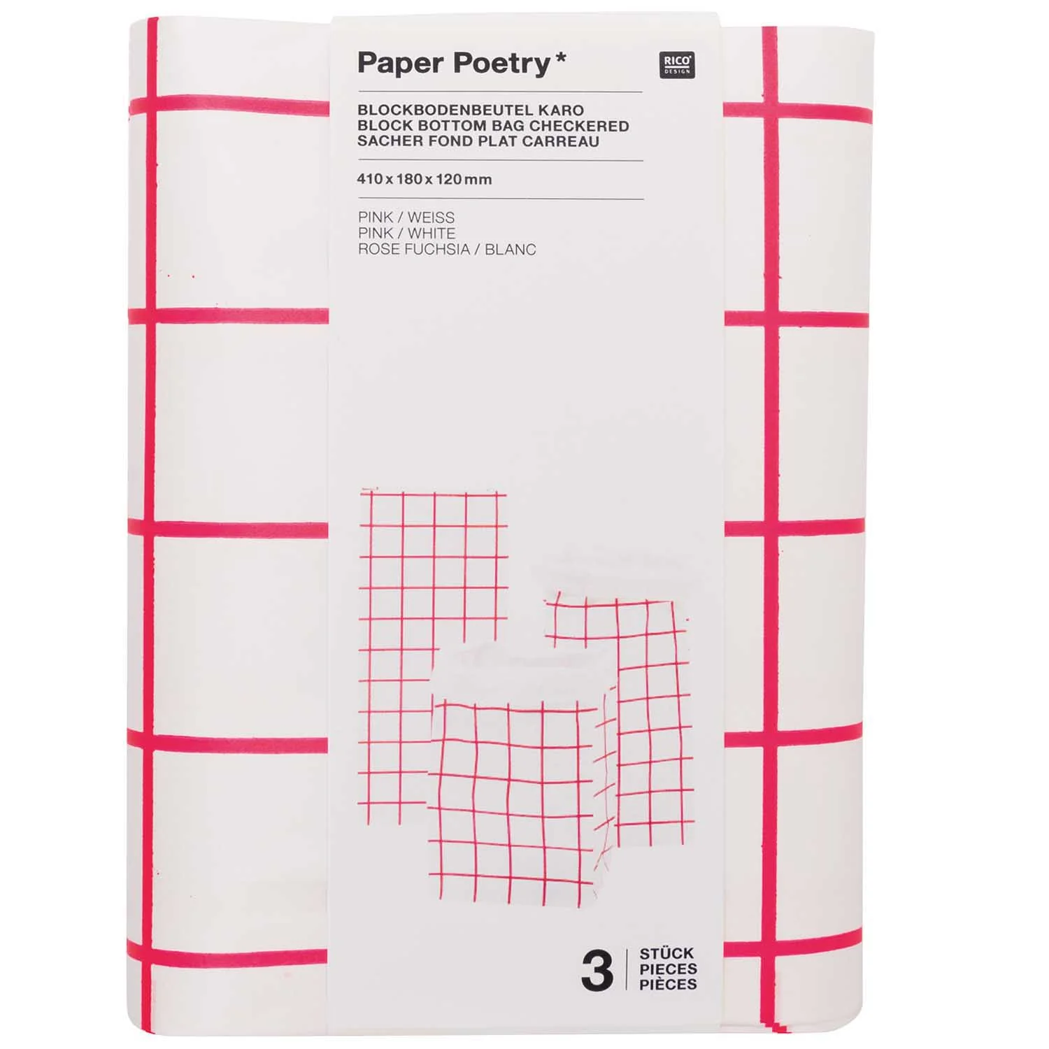 Paper Poetry Maxi Block Bottom Bag Pink Checkered Small - Image 2