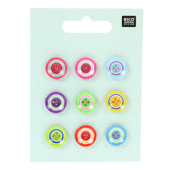 Rico Button Multicolour Mix 9pk - Image 2