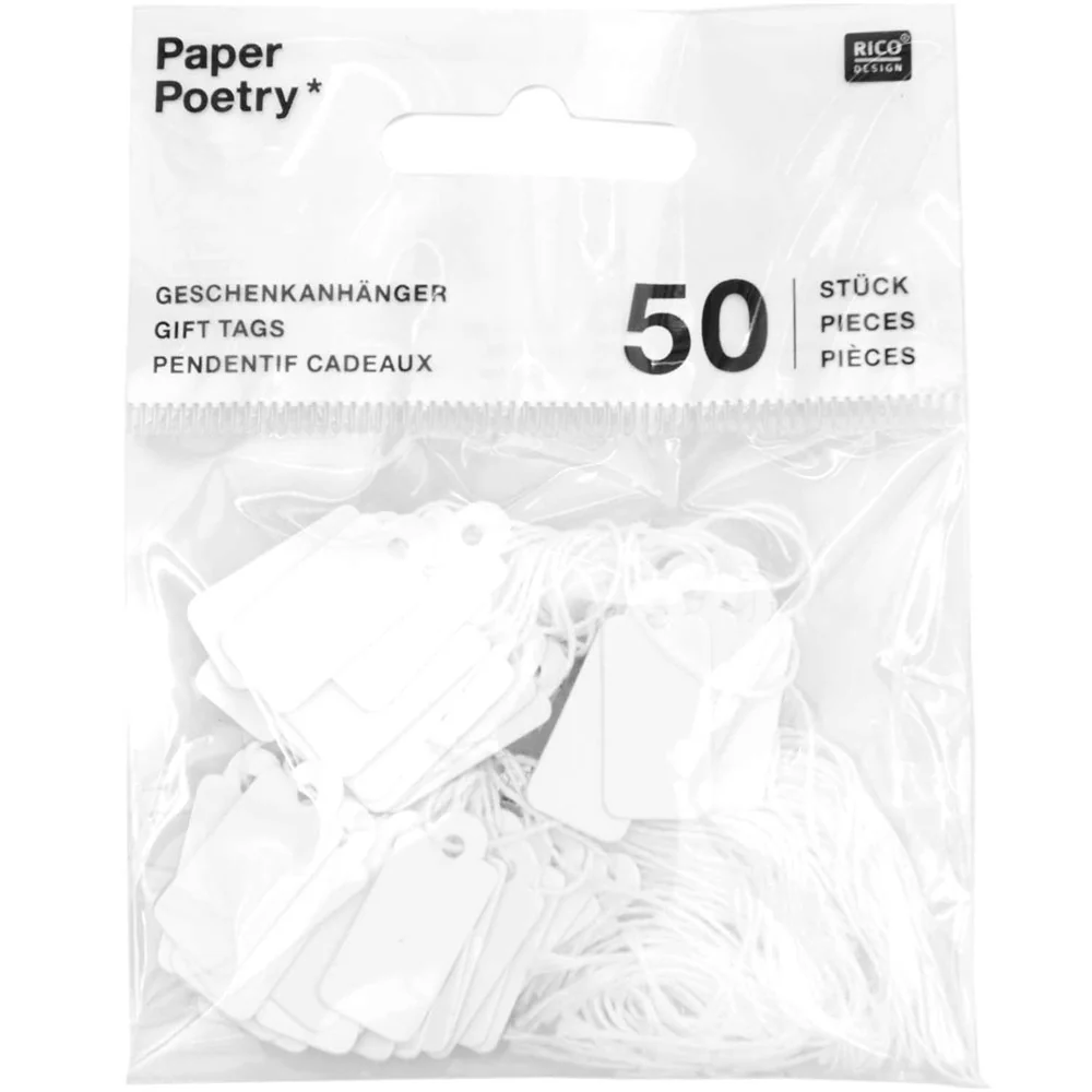 Paper Poetry Gift Tags White 10 x 22mm - Image 2