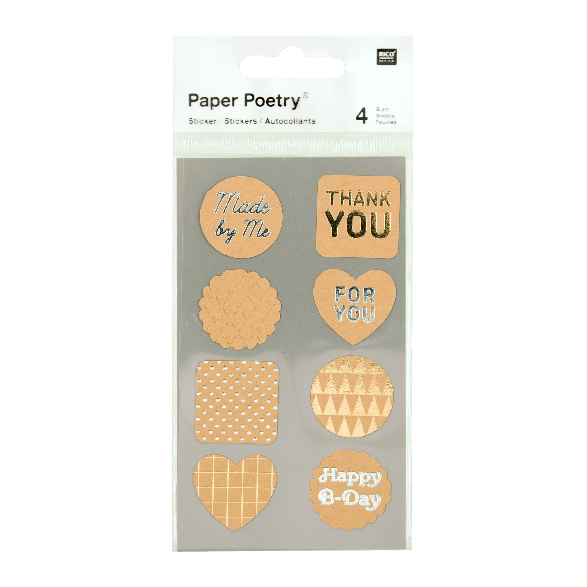 Paper Poetry Kraft Paper Metalic Labels Stickers