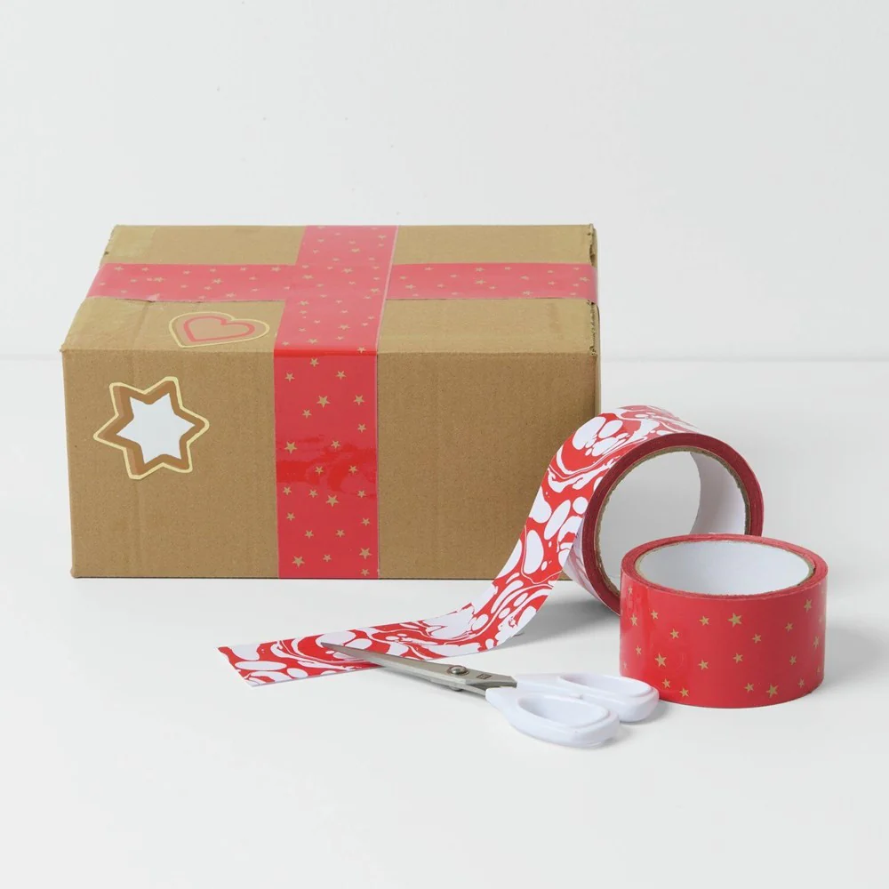 Paper Poetry Parcel Tape Stars Red / Gold - Image 3