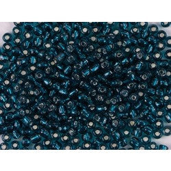 Rocailles 4mm Petrol Silver Inclusion Beads