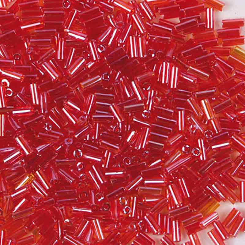 Rod Shaped Red Glossy Beads 6.75mm