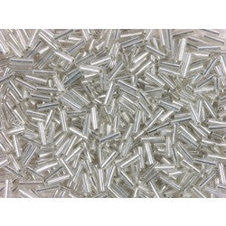 Rod Shaped Silver Transparent Beads 6.75mm