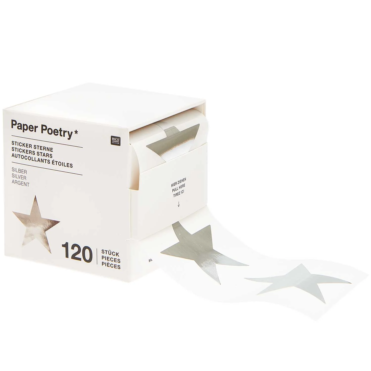 Paper Poetry Silver Star Stickers Roll