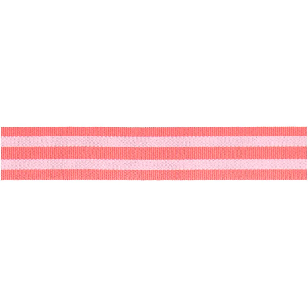 Paper Poetry Woven Ribbon Multi Stripes Neon Pink / White - Image 2
