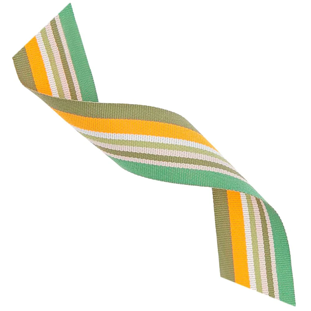 Paper Poetry Woven Ribbon Multi Stripes Neon Green / Orange / White / Pink - Image 3