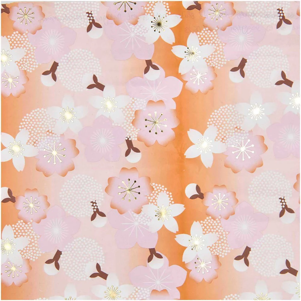 Paper Poetry Wrapping Paper Cherry Blossom Orange - Image 3