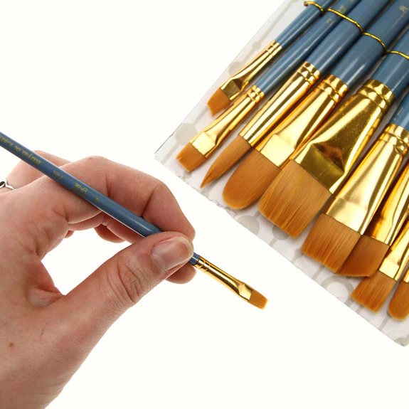 Royal Brush ZipLock Set - Medium Gold Taklon Flat Variety - Image 2