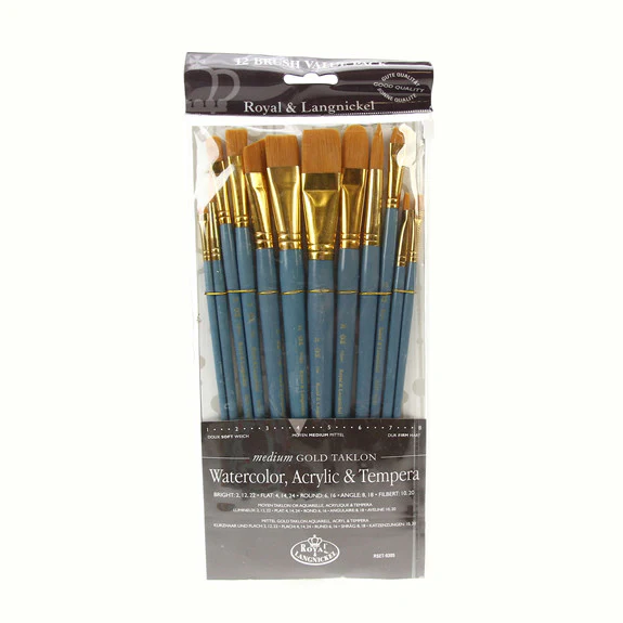 Royal Brush ZipLock Set - Medium Gold Taklon Flat Variety - Image 3