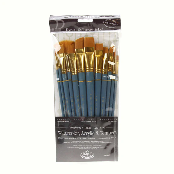 Royal Brush ZipLock Set - Medium Gold Taklon Round Variety - Image 3