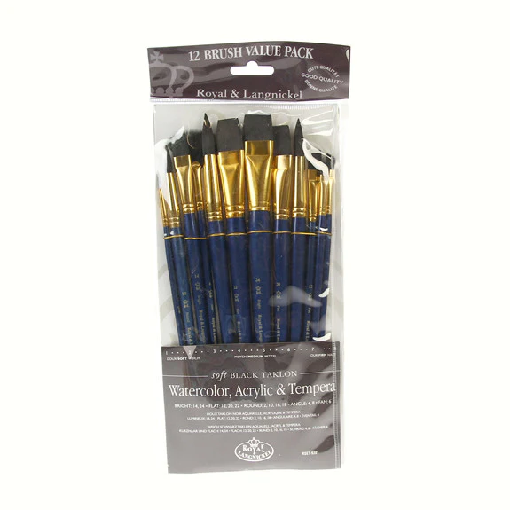 Royal Brush ZipLock Set - Soft Black Taklon Flat Variety - Image 3