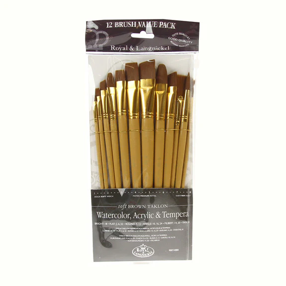 Royal Brush ZipLock Set - Soft Brown Taklon Flat Variety - Image 3