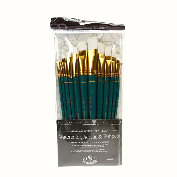 Royal Brush ZipLock Set - White Taklon Flat Variety - Image 3