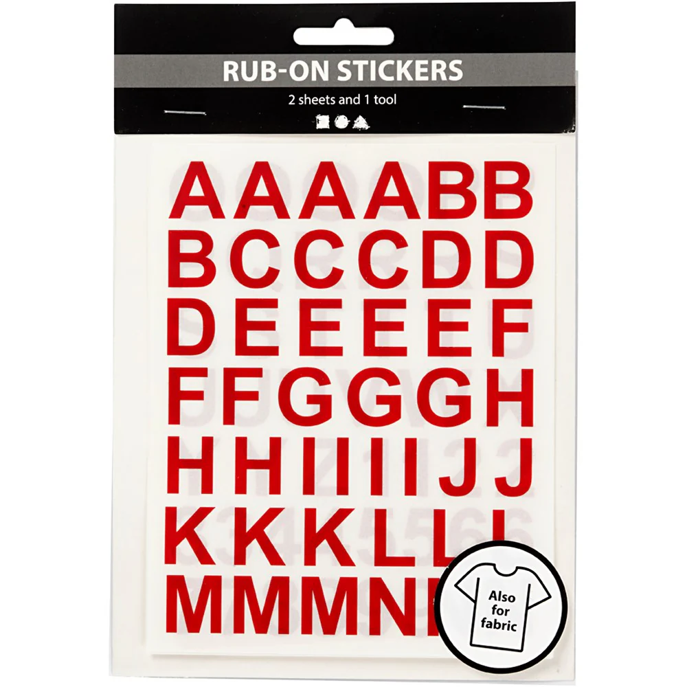 Rub-on Stickers Letters and Numbers: Red