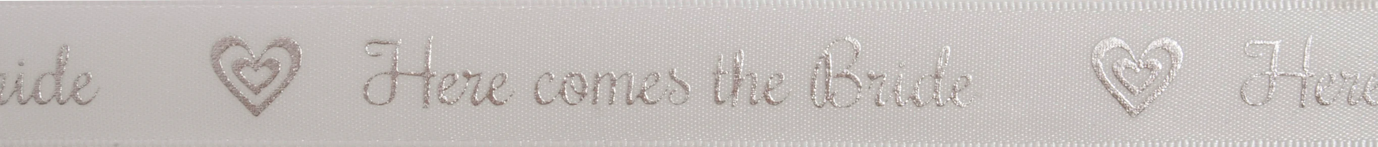 Satin - Here Comes The Bride - Silver - 5m x 15mm