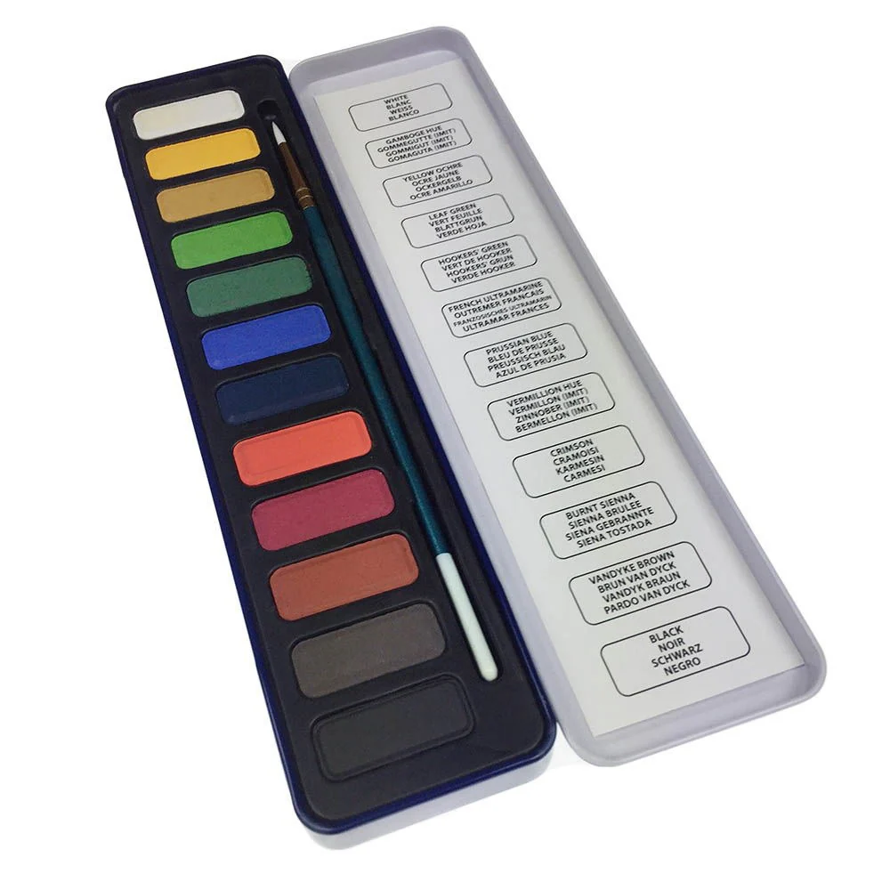 Seawhites Watercolour Paint Tin 12 With Brush