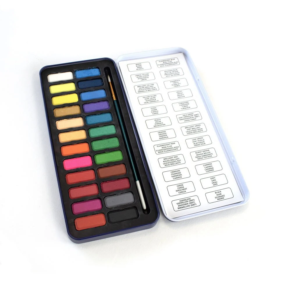 Seawhites Watercolour Paint Tin 24 With Brush