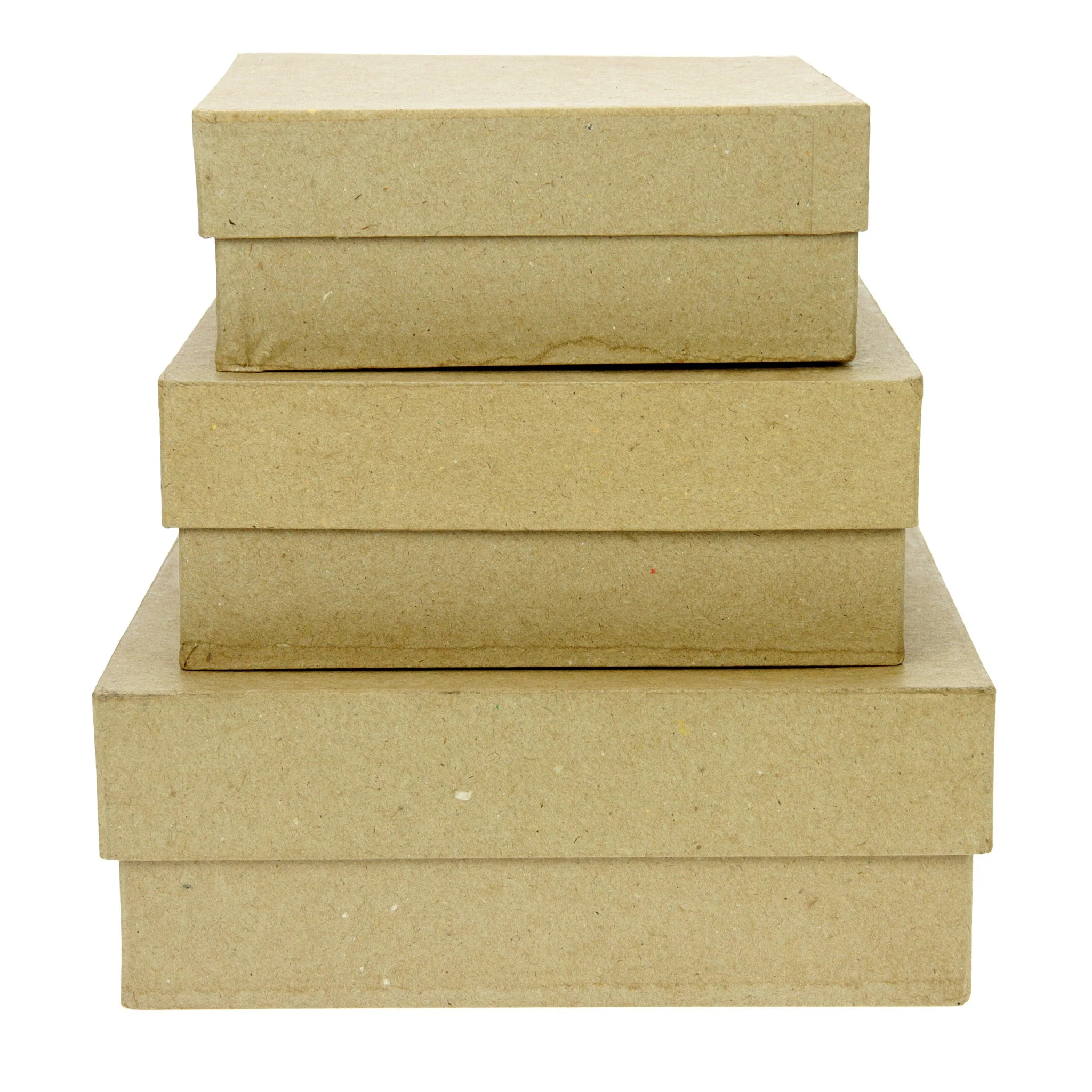Set of 3 Kraft Paper Mache Boxes: Square Large - Image 2